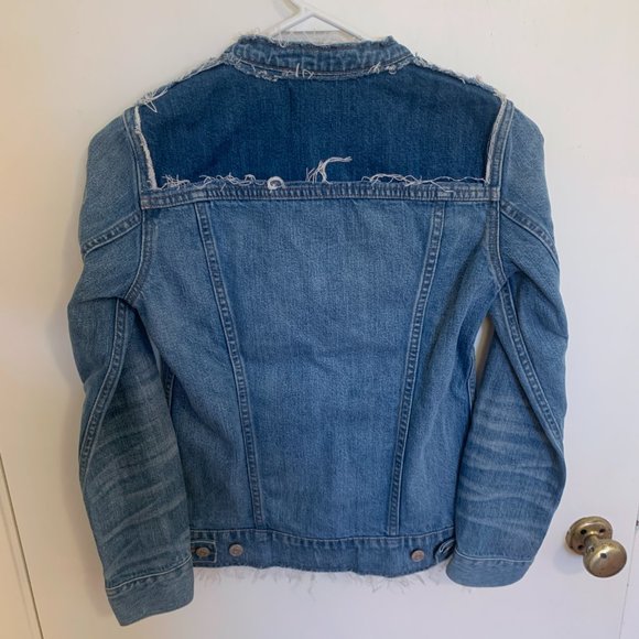 Madewell Patchwork Raw Hem 100% Cotton Denim Jean Jacket XS - Picture 3 of 10